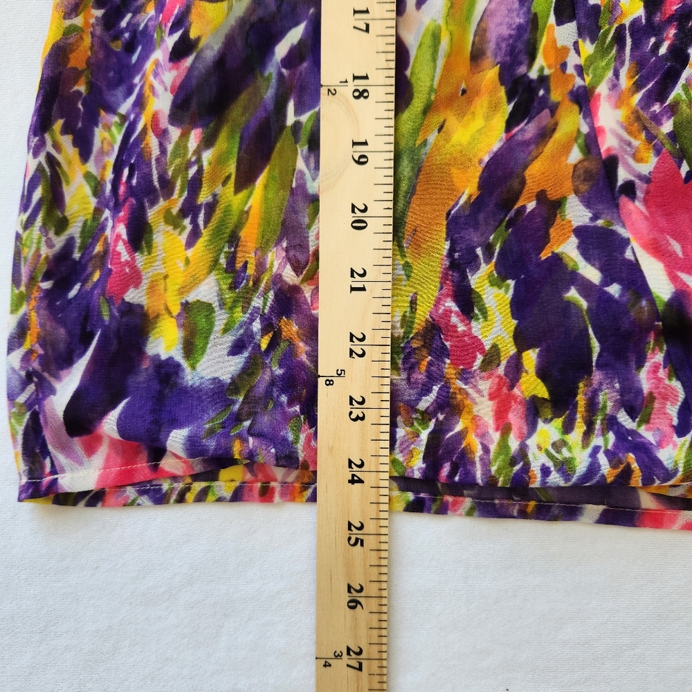 Cabi Pretty Summer Floral Sheer Blouse Faux Wrap Sleeveless Tank Top Small - Picture 13 of 16